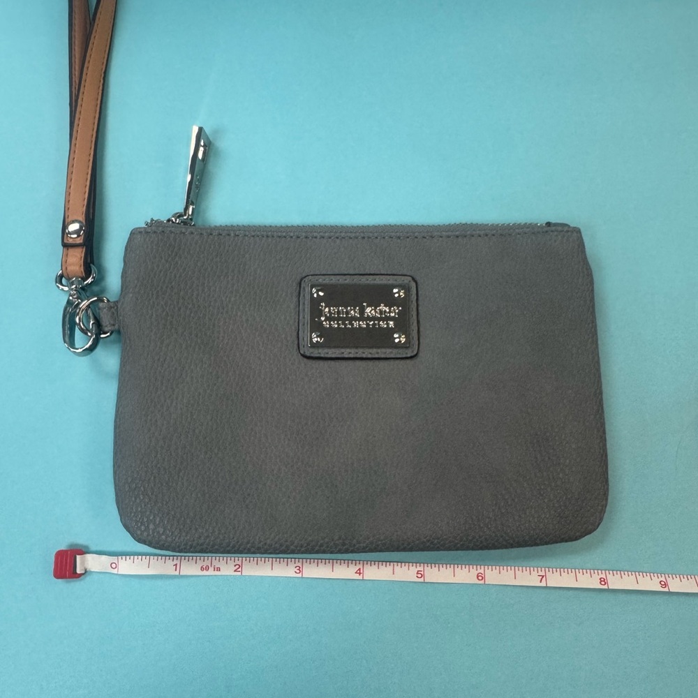 Jenna Kator Charcoal Wristlet with Tan Strap